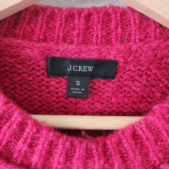 J. Crew Button Shoulder Alpaca Wool Knit Crewneck Pink Sweater Minimalist S - Picture 12 of 12